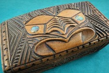Vintage NZ Heart Kauri Carved