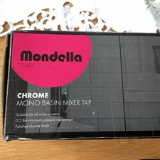 MONDELLA CUBE MONO BASIN MIXER TAP CHROME FINISH WITH CLICKER WASTE