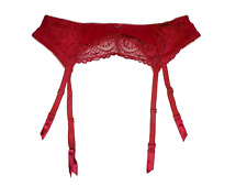 Size 8 Suspender Belt M&S Autograph Red Beautiful Swiss Embroidery Lace