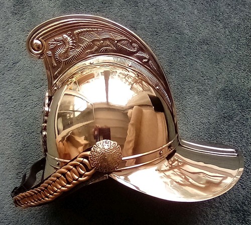 Fireman helmet with leather - with,