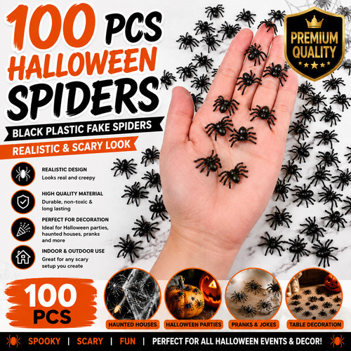 100 pcs halloween spiders - 100,