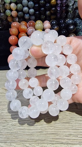 Clear quartz crystal - clear, beads