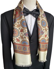 Mens Vintage 100% SILK SCARF Paisley Floral Gents Retro Patterned Gift