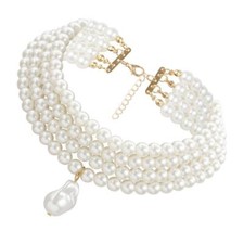 Multi-row pearl necklace for