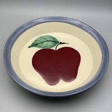 Deep Apple Pie Large Dish , fruit bowl, red apple & blue edge 27cm