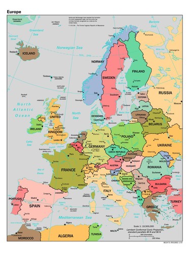 Laminated map europe poster - laminated,