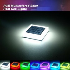 Solar Power LED Deck Cap Post Light RGB Mode Garden Landscape Square Fence Light