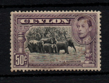 Ceylon 1938 50c mauve Perf 13