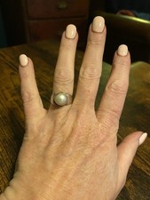 Beautiful Handmade Pearl And Silver Ring UK Size N