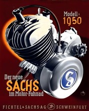 Sachs 1950 Engine Poster - Retro German Motor Wall Art - 12X16/16X20/18X24/24X36
