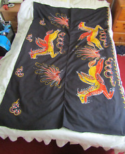 Vintage Black/Red Chinese Dragon Material- Sarong/Hippie/Tablecloth/Wall Hanging