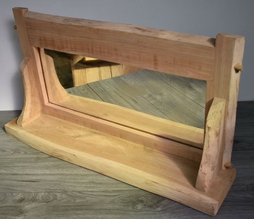 Oak framed shelved mirror - framed,