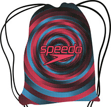 SPEEDO SWIMMING MESH KIT BAG 35L DRAWSTRING IDENTIFICATION SLOT SWIRL BLACK RED