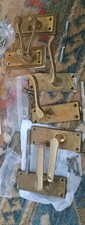 3 X Pairs Brass Door Latch  Handles inc Bertelli Used ,Marked - For Sheds Etc 