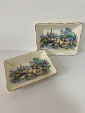Two Vintage Sandland Ware Trinket Trays, Olde World Garden, VGC