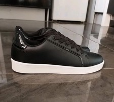 Bnwt Sold Out! Ladies Faux Leather Black Lace Up Trainers Size 6 