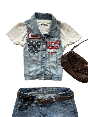 Rare y2k patchwork denim - y2k,