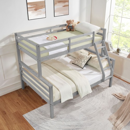 Grey twin over - twin, wooden