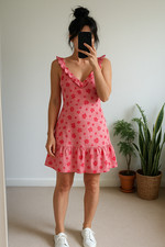 ZARA pink ruffle floral mini