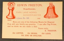 Kidderminster - Worcestershire - Advertising - Brass Founders - scrap metal