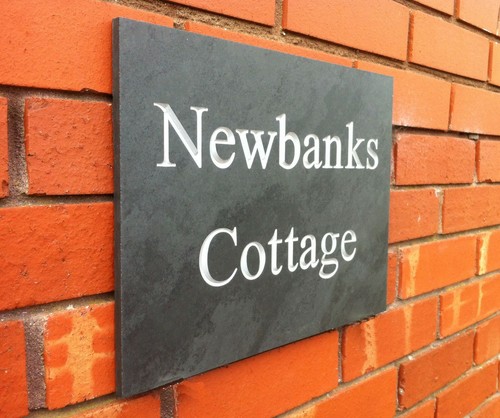 Engraved slate house sign - engraved,