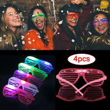 4X Party Flashing Glasses LED Light Up Glow Neon Shutter Shades Disco Rave