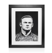 Framed Wayne Rooney Signed Portrait Print - Hand-Drawn Tribute Autograph