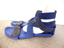 DIESEL LIGHT ME UP BLUE SUEDE GLADIATOR SANDALS WITH STUDDED DETAIL SIZE 6