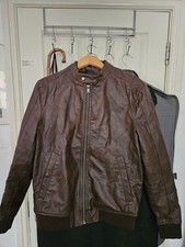 Men's Zara Brown Faux Leather Biker Jacket / Medium