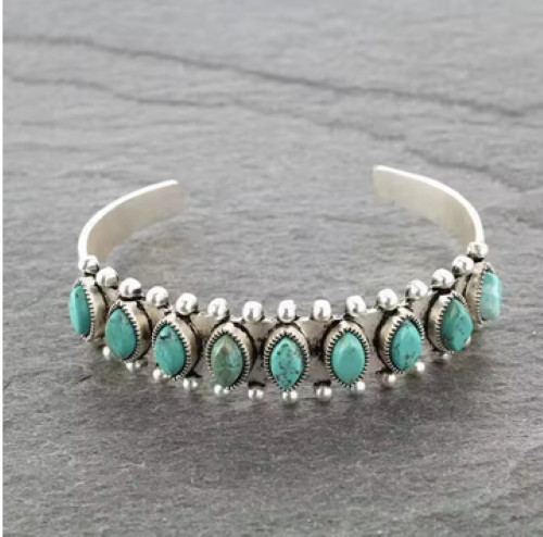 Turquoise bead silver - , cuff