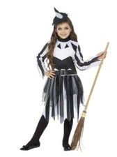 Girls Halloween Stripy Witch Fancy Dress Costume