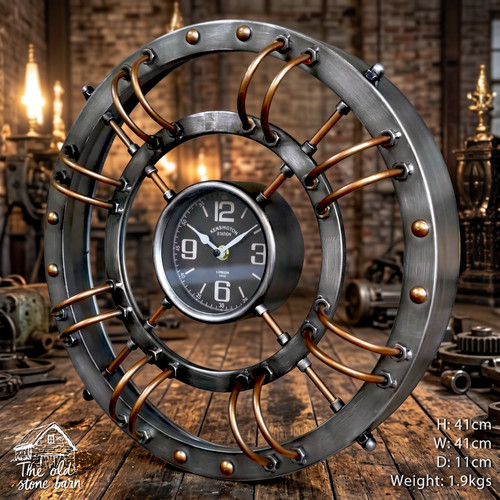 Industrial rustic wall clock - rustic,