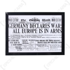 Declaration of War Newspaper Print - Reproduction - Black Frame - A4-sized