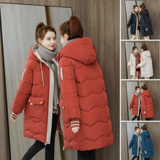 Womens Winter Long Quilted Parka Warm Puffer Ladies Padded Hooded Jacket Coat