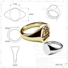 NEW 18ct Family Crest Yellow Gold Oval Signets Rings YOUR Design 750 UK HM Solid