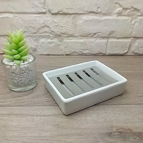 White ceramic soap - white,