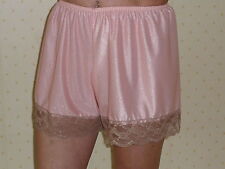 Peach  Satin French Knickers 10/12  in  nylon with coffee lace