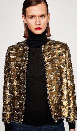 Zara gold sequin tweed - zara,