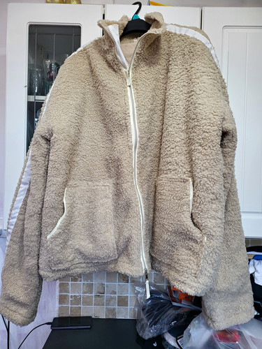 Women beige teddy - fleece, zip