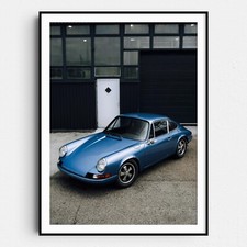 Old Blue Porsche 911 Retro