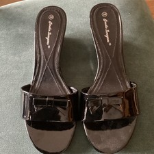 Amelia Zaragoza Black  Patient Backless Wedge Sandal Size 5 (38) New