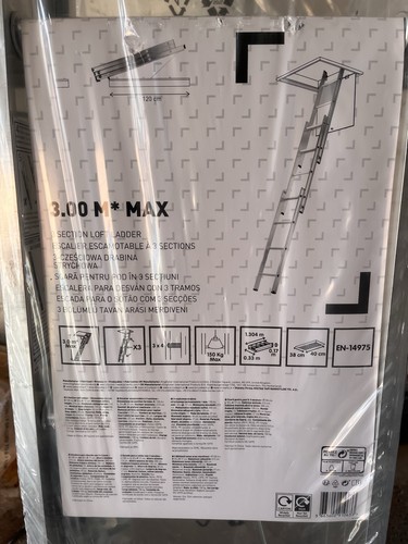 Aluminium loft access ladder - aluminium,