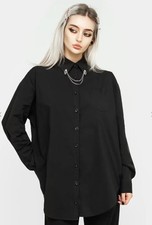 NWOT: Disturbia Black Chiromancy Collar Oversized Long Sleeve Shirt (Size 8)