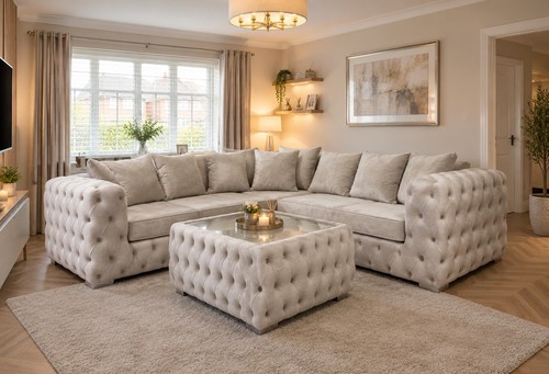 Large white chesterfield sofa - large,