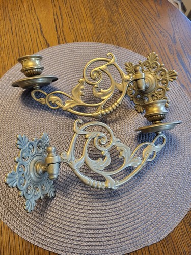 Pair vintage ornate - ornate, brass
