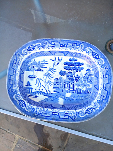 Antique blue willow - , porcelain