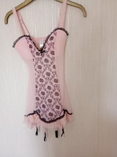 Ann Summers size 8 Pink Sheer  Baby Doll with Suspenders