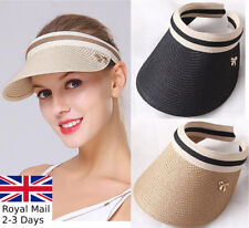 Ladies Women Summer Sun Visor Beach Hat Long Brim Straw Tennis Cap