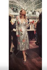 Sequin Floral Beaded Wrap Dress by TOPSHOP, size 10, pre-owned