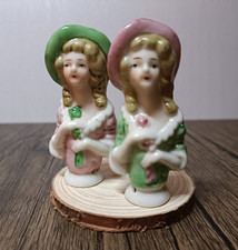 Vintage German Half Doll Pin Cushion Ceramic  X 2 (B17)